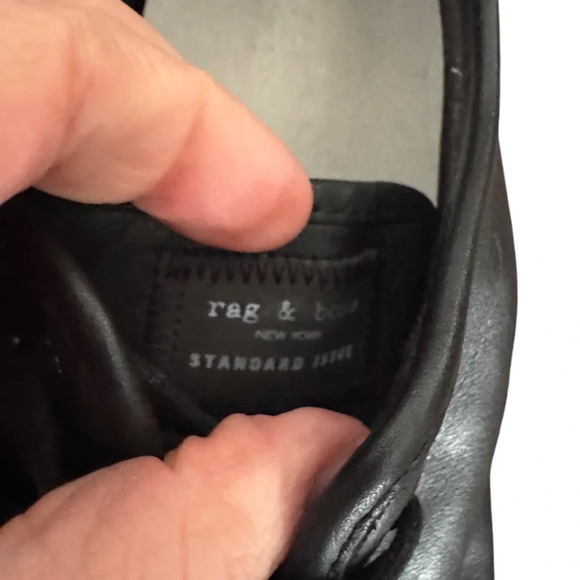 Rag & Bone‎ Standard Issue Black Leather Sneakers, Size 9, $225 Retail - Picture 5 of 6